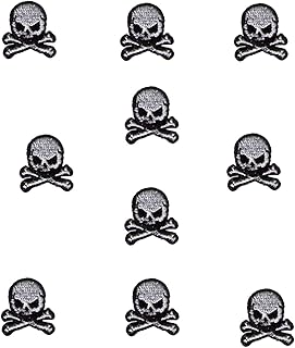 10 Pack - Tiny Skull & Crossbones Iron On Patch, Iron-On, Glue On, or Sew On to Clothing Uniforms, Hats, Backpacks, Jacket...