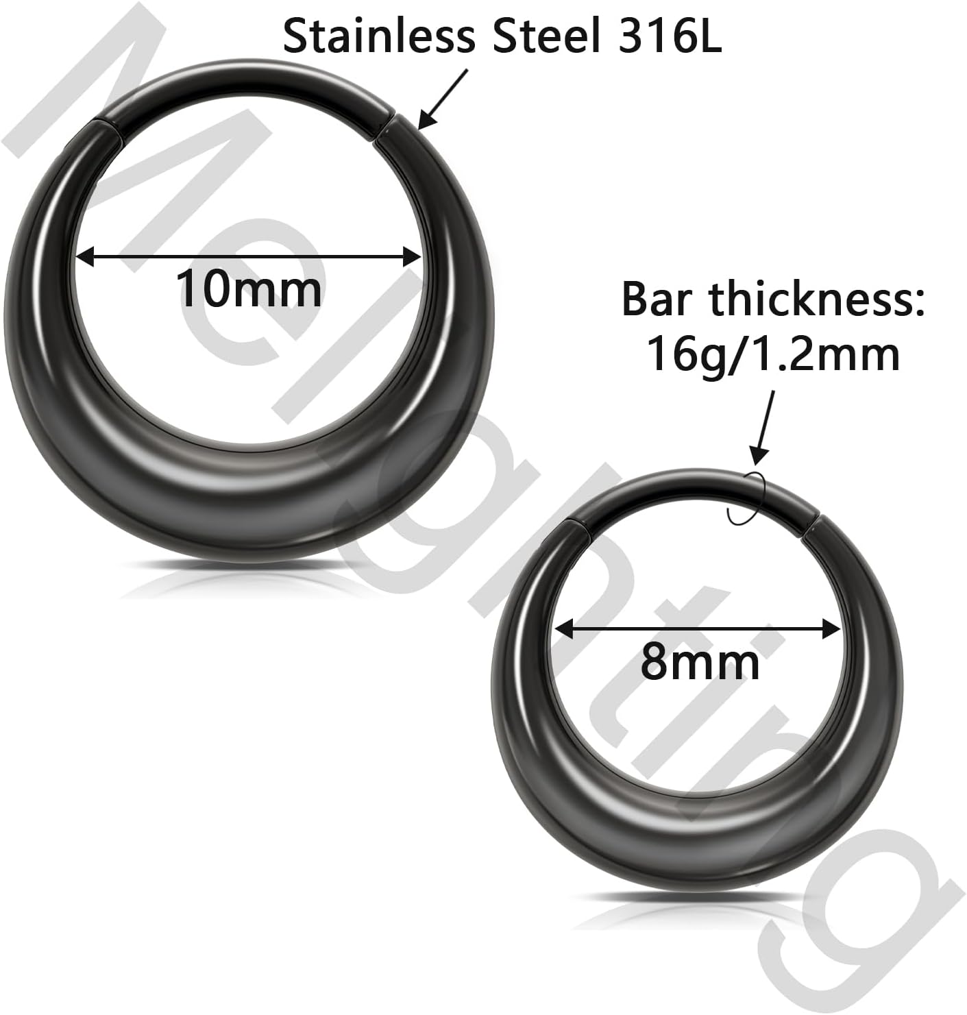 Melighting 16G Septum Ring Hoop Stainless Steel 316L Septum Jewelry Clicker Cartilage Earring Hinged Segment Daith Piercing Jewelry for Women - Image 4