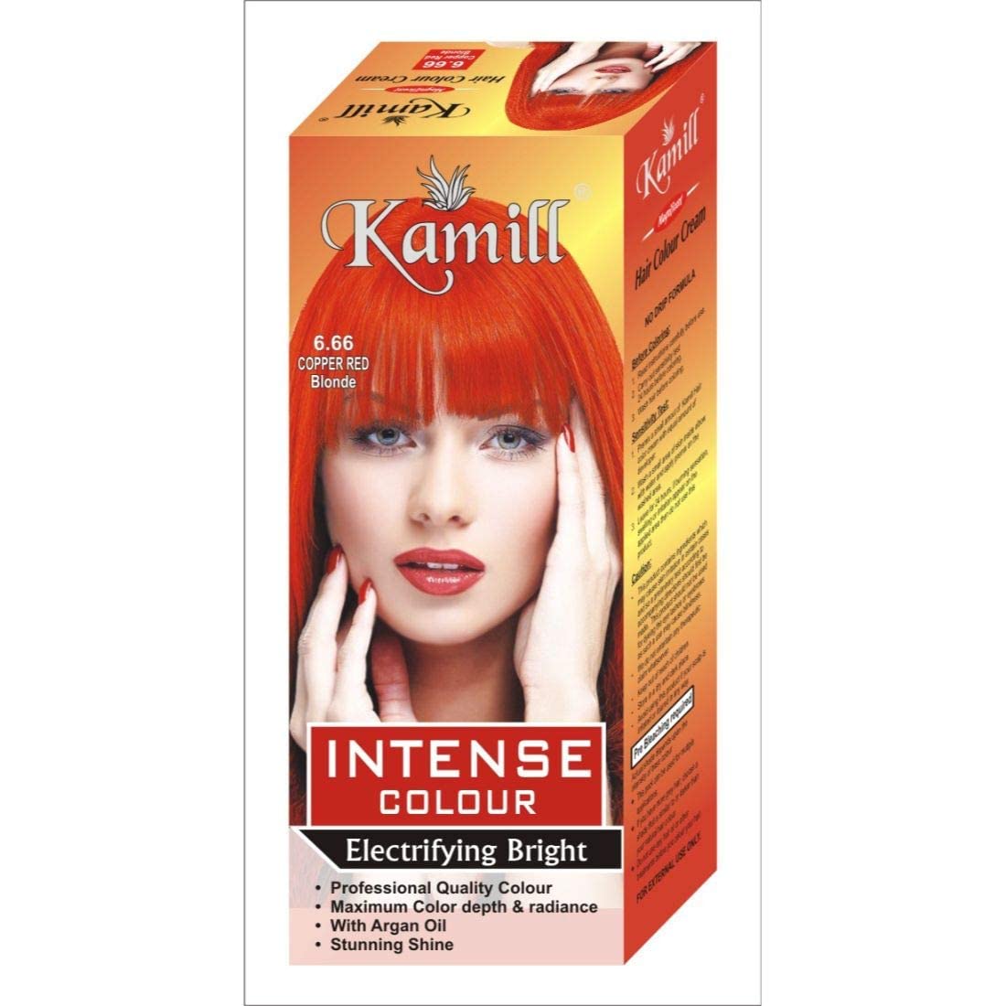 Kamil Copper Red Blonde (6.66) intense color with Argan Oil for stunning shine hair,Natural Hair Color, 100% Organic Hair Colour for women And Men 100G-image-42