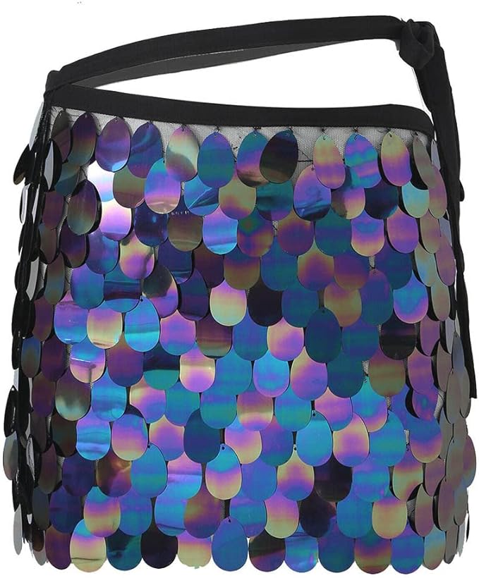 Victray Belly Dance Hip Skirt Sequin Hip Scarf Sparkly Short Skirts Party Hip Wrap