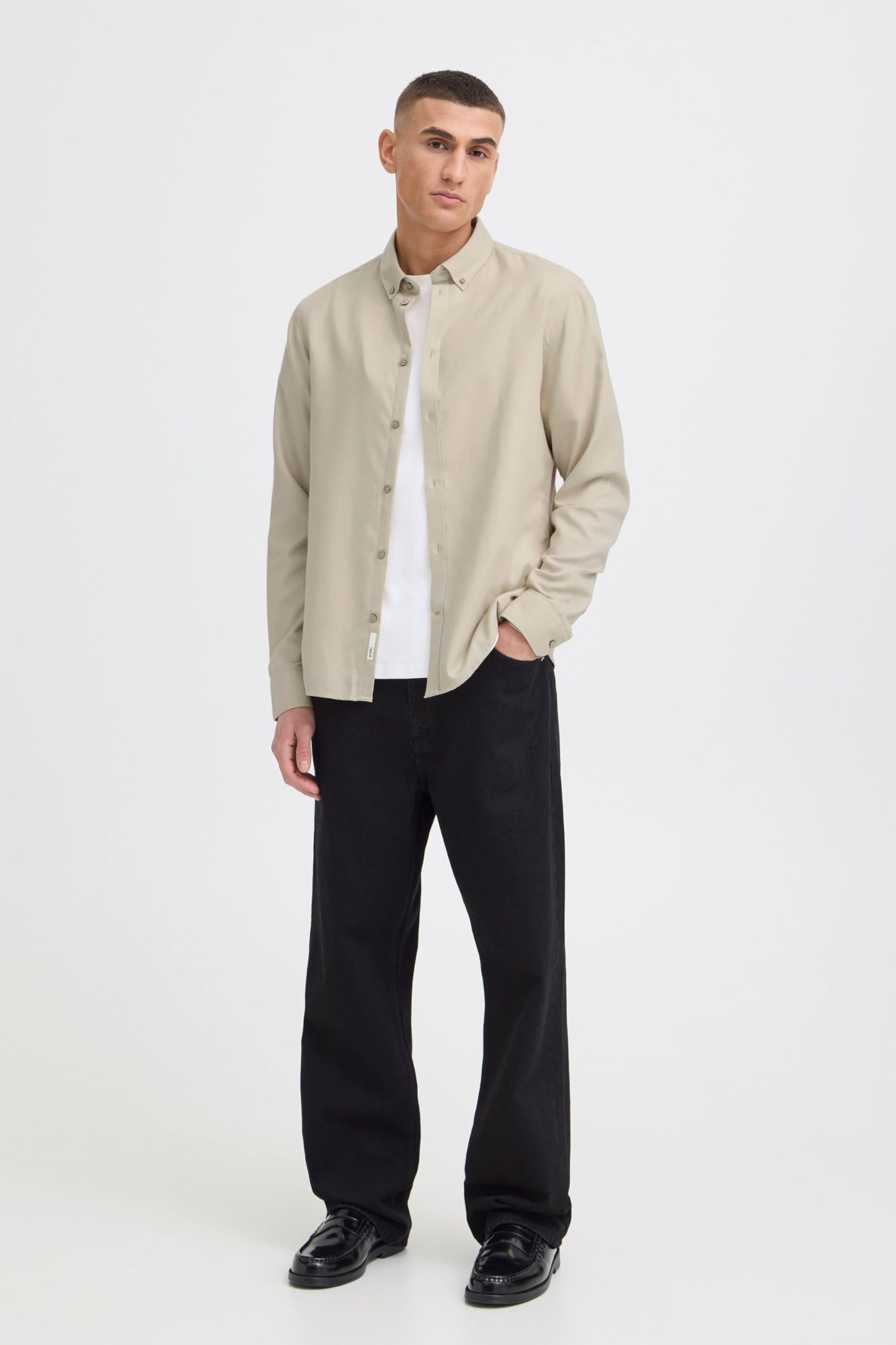 !Solid SDPete SH - Camisa básica de Manga Larga para Hombre con Cuello Abotonado, Resistente algodón y poliéster de Calidad