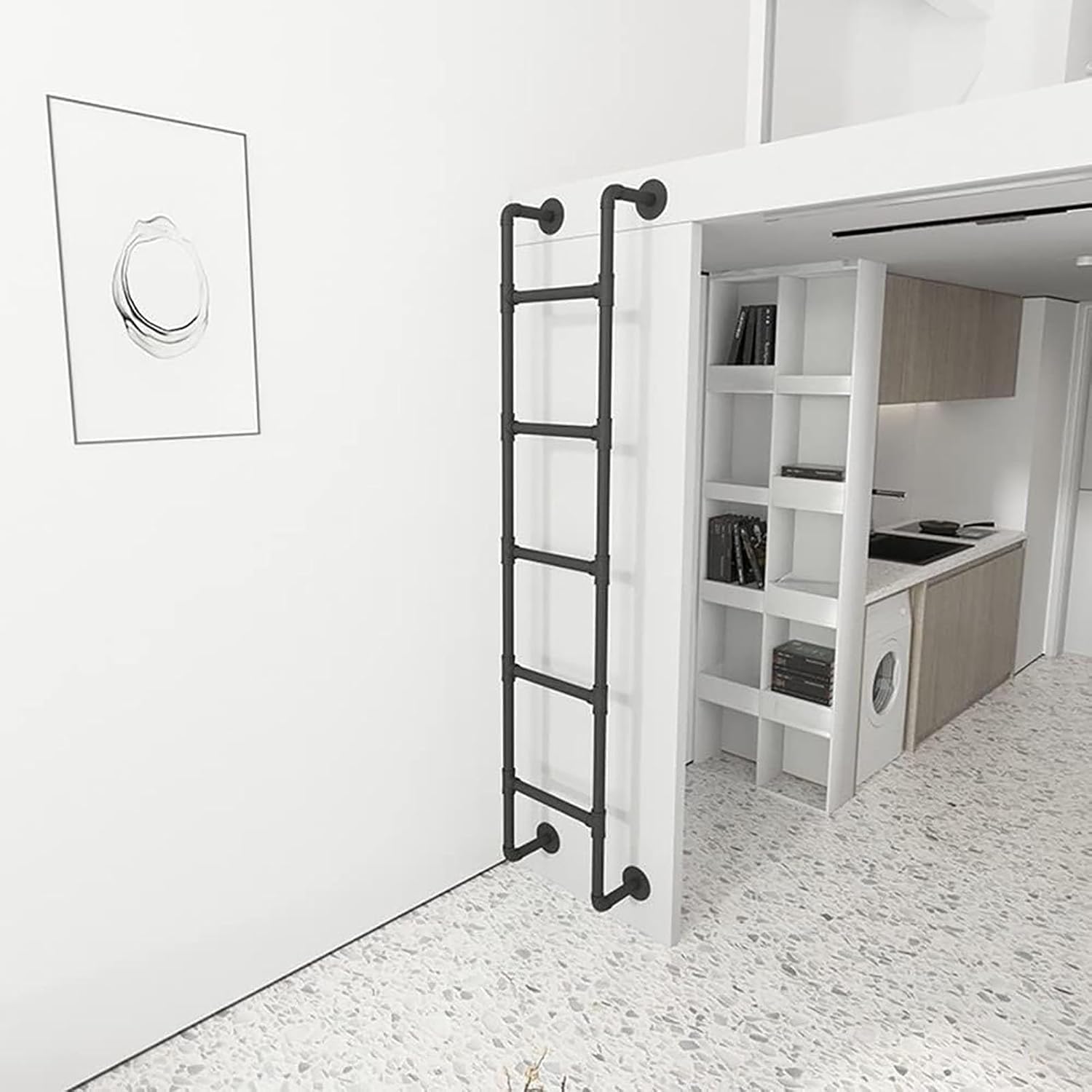 Egress Ladder Basement, Window Well Escape Ladder 45 55 65 70 Inch, Heavy Duty Wall Mounted Hanging Ladders for Outdoor Roof/Garage, Egress Ladder (110cm/43in)