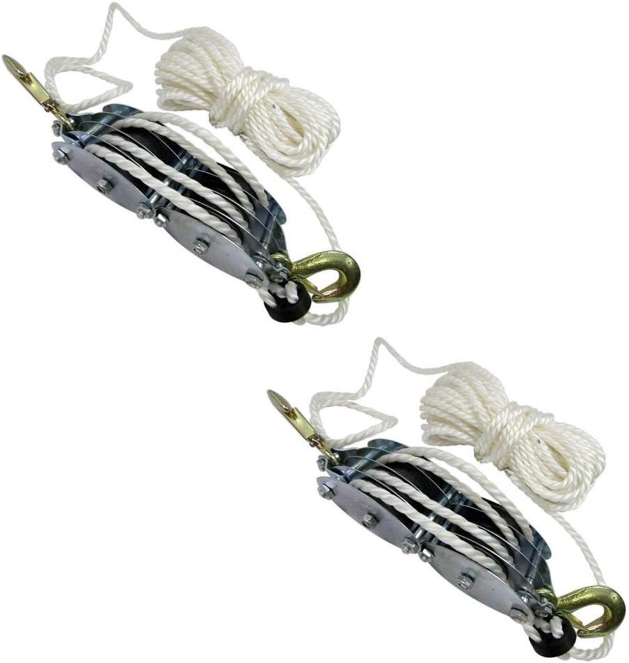 2pc. 2 Ton Poly Rope Hoist Pulley Wheel Block and Tackle Puller Lift