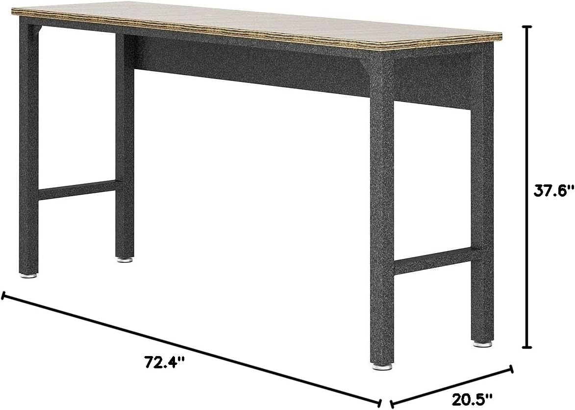 Fortress Garage Table in Natural Wood & Steel 37.6 x 72.4 x 20.5 in.