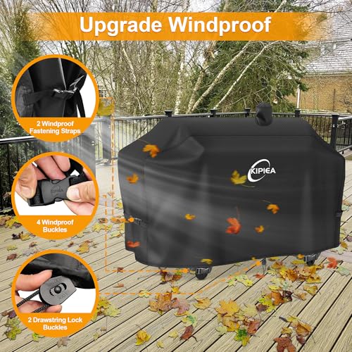 Image of Kipiea 600D Heavy Duty Pellet Grill Cover for Pit Boss Memphis Combo Grill, Waterproof Wood Pellet Smoker Cover with Windproof Buckles, UV Resistant, No Tear, No Fading