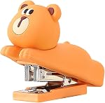 Honagu Cartoon Mini Silicone Stapler with Staples, 35 Sheet Capacity, Cartoon Stereo Modelling, Gift for Student or Office Use (White Puppy)