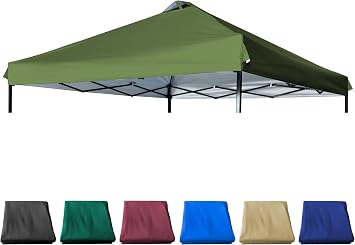 10x10 Canopy Replacement Top with Air Vent Silver Coated for Straight Leg Canopy Frame, Army Green