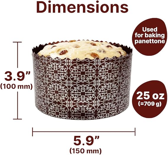 Panettone Paper Baking Mold 6pcs 25oz Large Paska Kulich Easter Bread Cake Cups Forms Disposable Round Paper Baking Cups Forms Pan Panettone Panetone Moulds Bakeware 5.9 x 3.9 Inch (15cm x10cm)