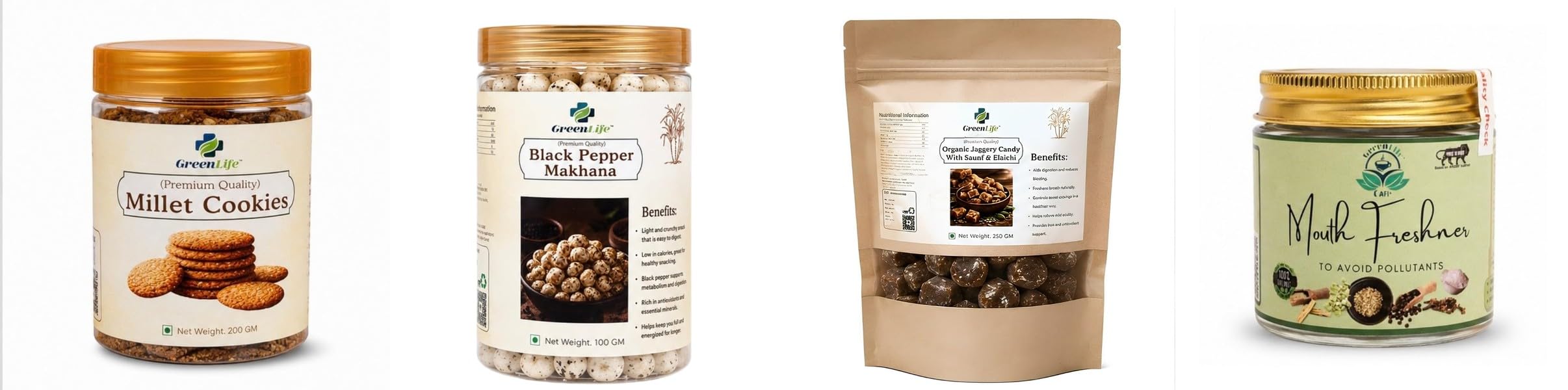Millet Cookies | Baked | Tea Time | 200gBlack Pepper Makhana | Roasted Fox Nuts | 100gOrganic Jaggery Candy Ginger Mix 250g | Natural Desi Gur | Traditiona-image-13