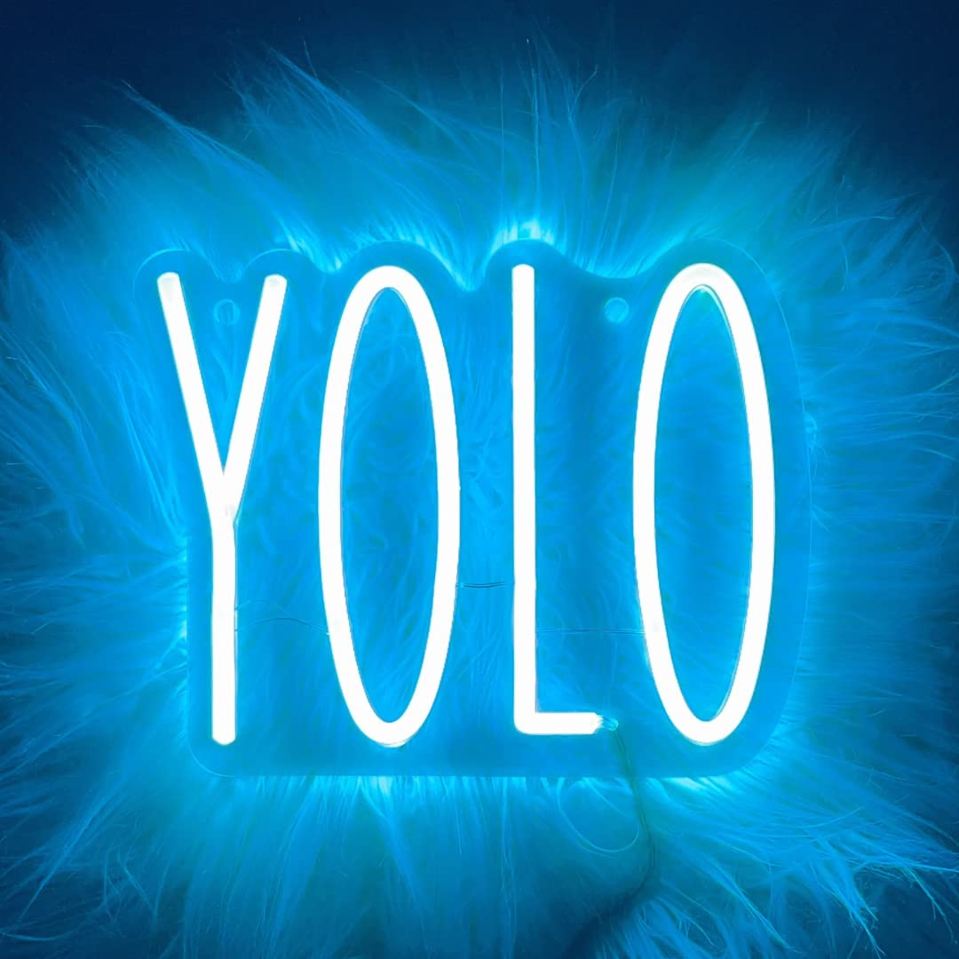 Photo 1 of Neon Signs for Wall Decor | LED Sign | Neon Lights Signs | LED Signs for Bedroom Wall | "YOLO" (Aqua Neon Sign)