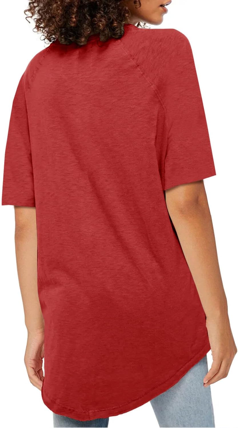 Fisoew Womens Oversized T Shirts Short Sleeve Tunic Tops Crew Neck T-Shirts Summer Casual Loose Fit Basic Tee - Image 2