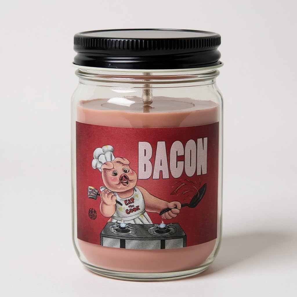 Bacon Candle ~ Maple Bacon Scent ~ All Natural Premium Soy Candles ~ Bacon Lover 12oz Jars (Bacon)