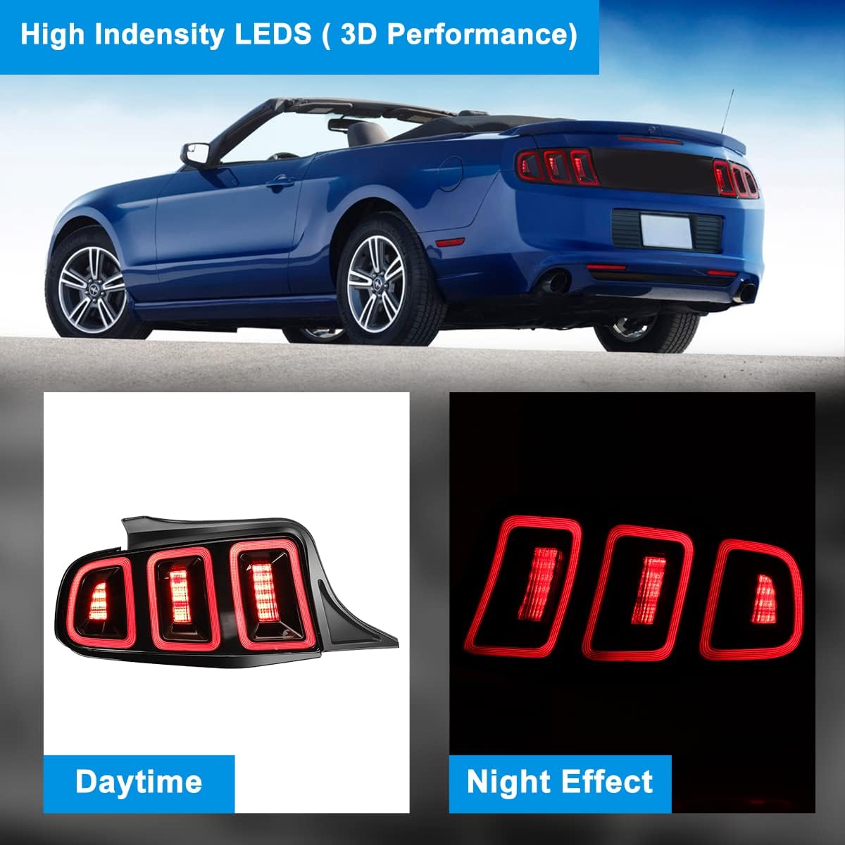 CPW Tail Lights Assembly Fit For Ford Mustang 2010 2011 2012 2013 2014, Full Functional Rear Brake Lamps Replacement, 1 Pair Driver & Passenger Side Taillights (Black Housing Clear Lens)