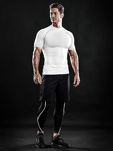 Miniatura 3 de DRSKIN Paquete de 3, 2 o 1 camisa de compresión para hombre, manga corta, camiseta deportiva de capa base, atlética, correr, entrenamiento activo