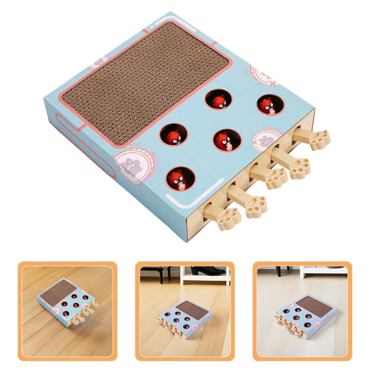 Hemobllo 2 Pezzi Gioco Interattivo per Gatti Tavola Graffiabile in Abs | Cartone Ondulato, Formato Board Portatile, per Viaggio e Esercizio Indoor, Adatto a Pet e Kitten