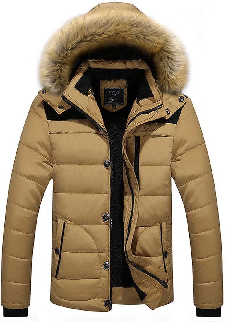 Utcoco Men S Soldering Faux Fur Hood Zip Up Quilted Puffer Thick He Jacket Utcoco Men S Soldering Faux Fur Hood Zip Up Quilted Puffer Thick He Jacket
