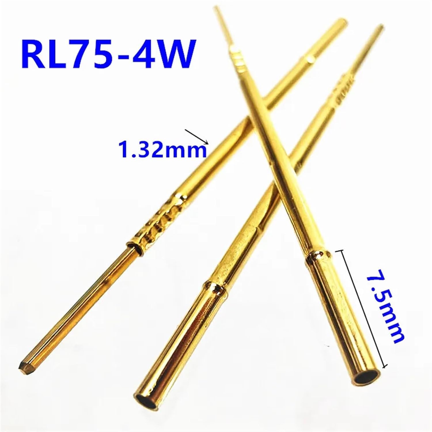 100 PCS/Pack RL75-4W Test Needle Sleeve Outer Diameter 1.32mm Length 38.3mm Snap Ring Height 7.5mm Spring Test Probe Sleeve