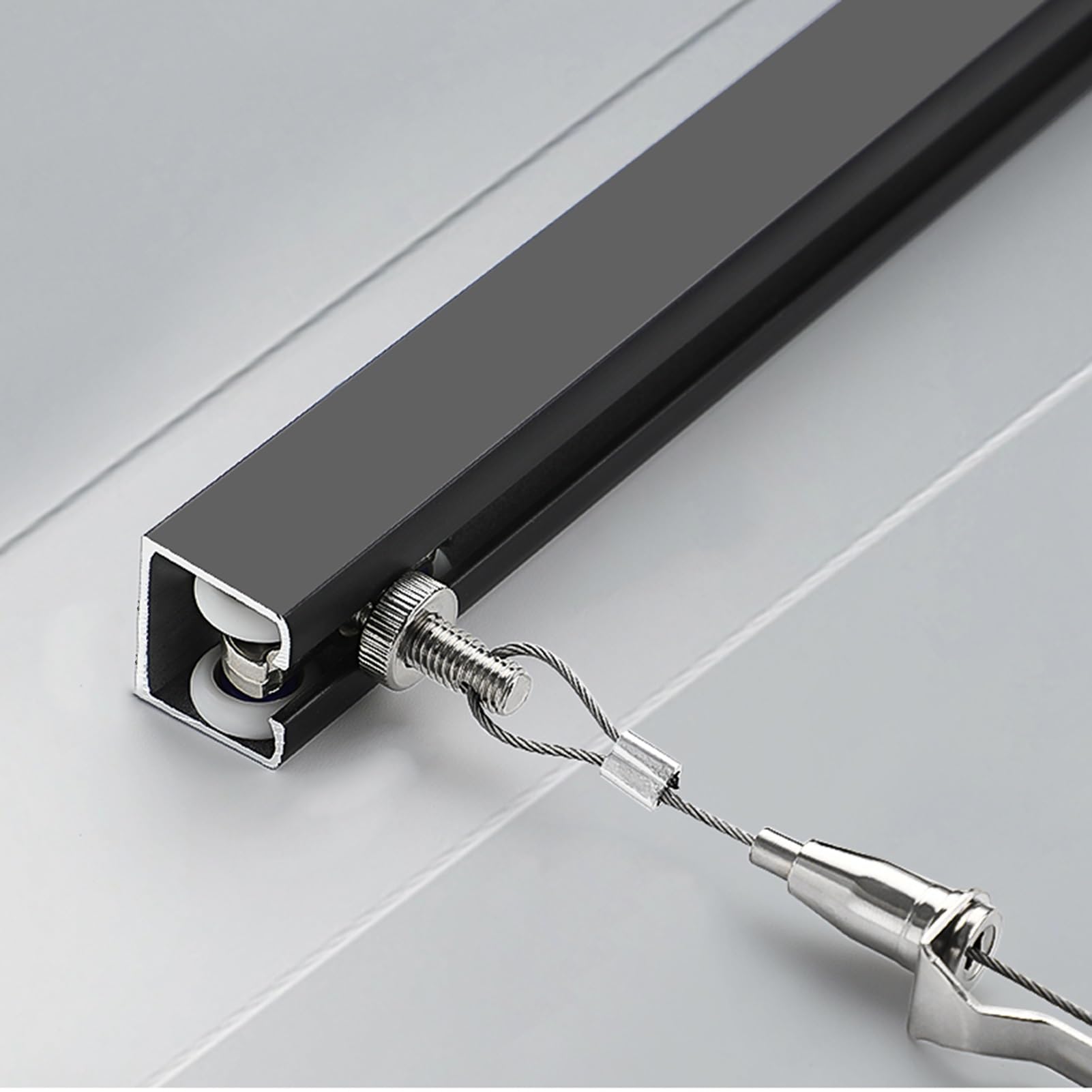 Sistema para colgar cuadros, riel montado en el techo con cable de 3.2 pies para obras de arte, ganchos de moldeo de marcos de fotos, juego de cables de suspensión de pared, blanco, 39 pulgadas de
