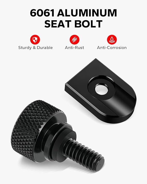 Amazicha Black Aluminium Seat Bolt Tab Screw Mount Knob Cover Compatible with Harley Davidson 1996-2024