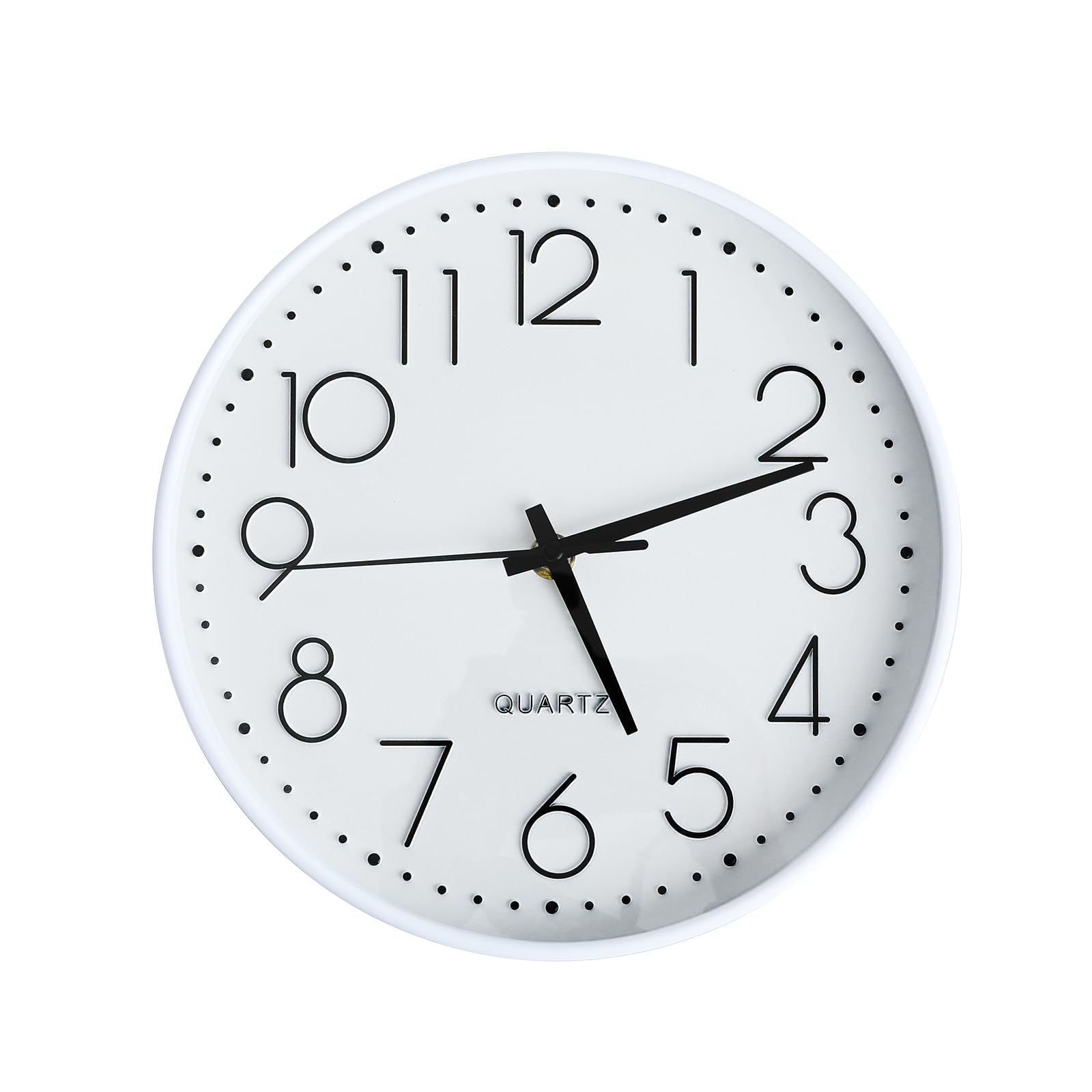 SURPN Wall Clock, Silent Non Ticking, 10 Inch Small Wall Clocks, Battery Operated Decorative Modern Round Wall Clock for Office, Home, Bathroom, Kitchen, Bedroom, School, Living Room - White