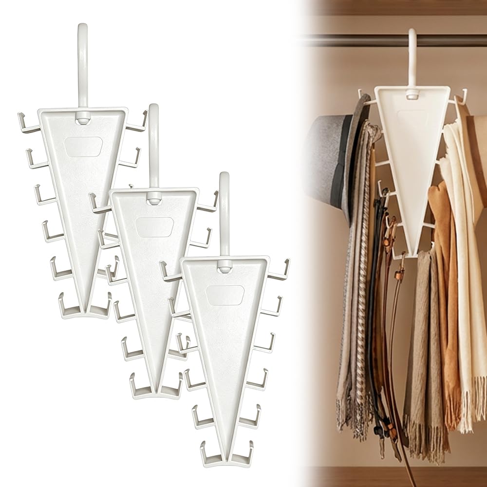 V Shaped Double-Sided Closet Organizer Hanger, 2027 Upgraded 12-Hook 360° Rotating Space Saving Vertical Storage Hanger, Multi‑Functional V‑Shaped Double‑Sided Hanger Storage Rack (3pcs)