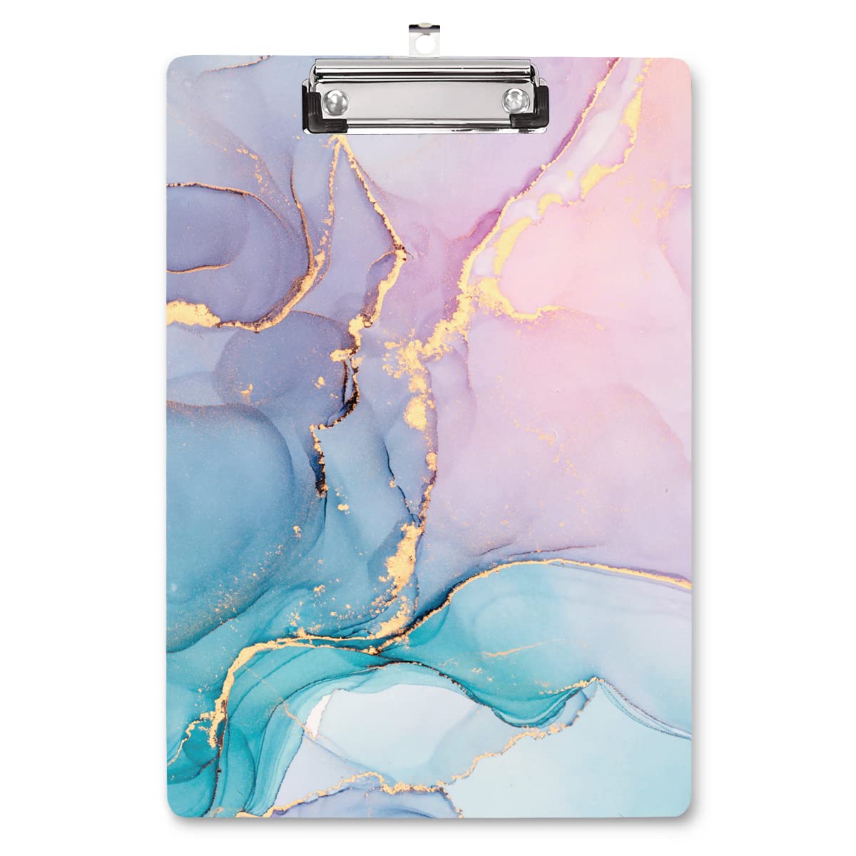 WAVEYUCute Hardboard Office Clipboard, Clipboard with Low Profile Clip Designed for Students Classroom School and Office Use, Colorful Marble(12.5"x9")
