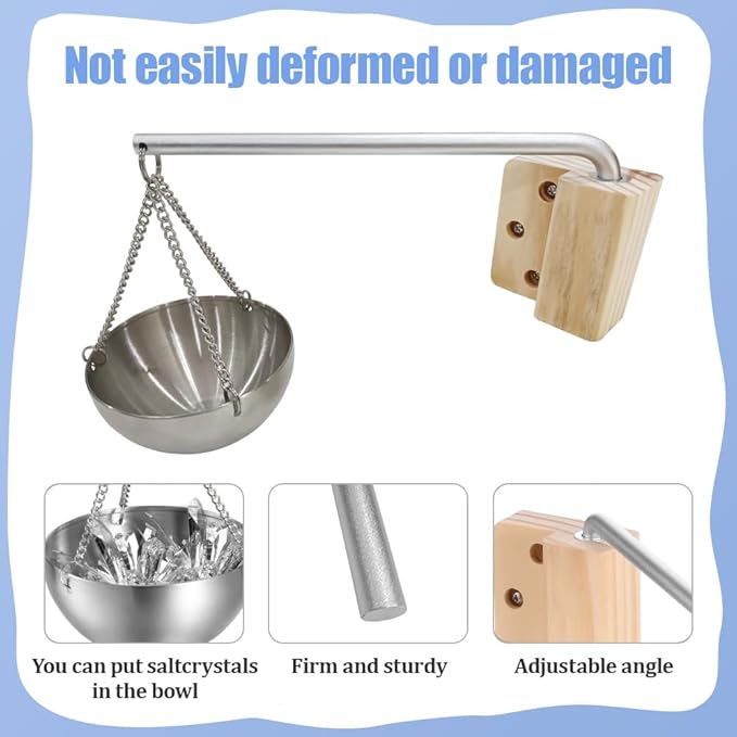Difusor de Aromas para Sauna, Tazón de Acero Inoxidable con Soporte de Madera miniatura 6