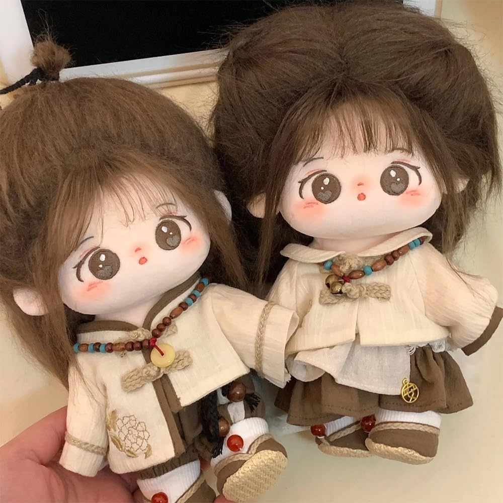 niannyyhouse 20cm Plush Doll Clothes Coat Pants Dresses Shoes Accessories Hanfu Outfit 8in Doll Dress Up (A)