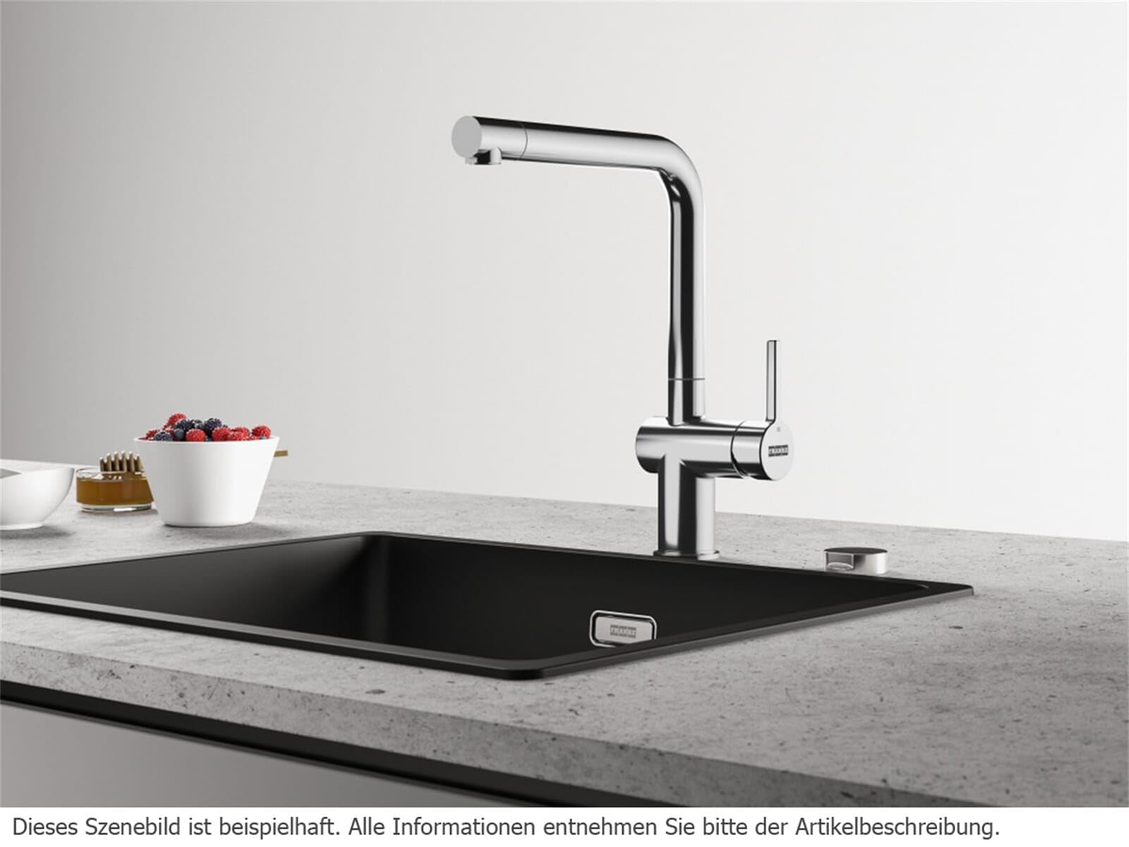 FRANKE 115.0653.387, Grifo del fregadero de la cocina Active L pull out spray, Blanco polar