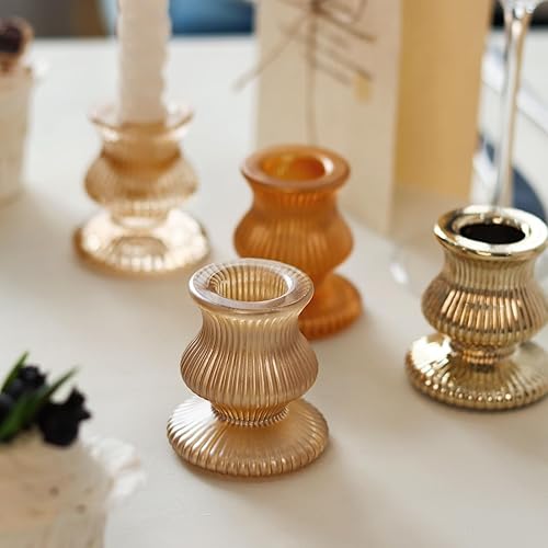 Miniatura 3 de WDHODEC Gold Candlestick Holders 12PCS Glass Taper Candle Holders for Table Centerpiece Colorful Candle Sticks for Wedding, Party and Festival