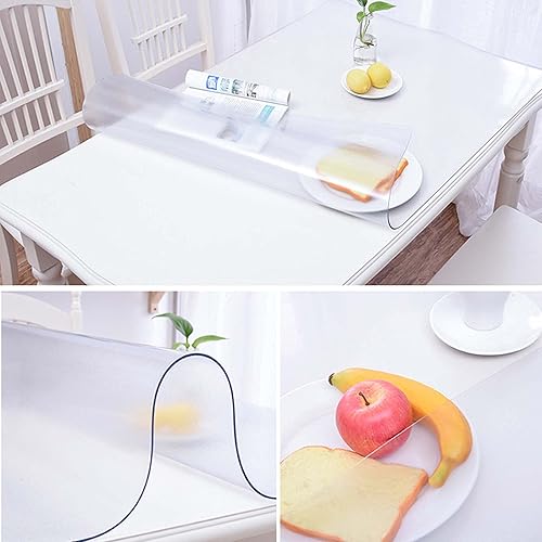 Miniatura 4 de RGRE Protector de mesa rectangular de 31 x 47 pulgadas, protector de mantel de plástico transparente, protector de escritorio transparente,