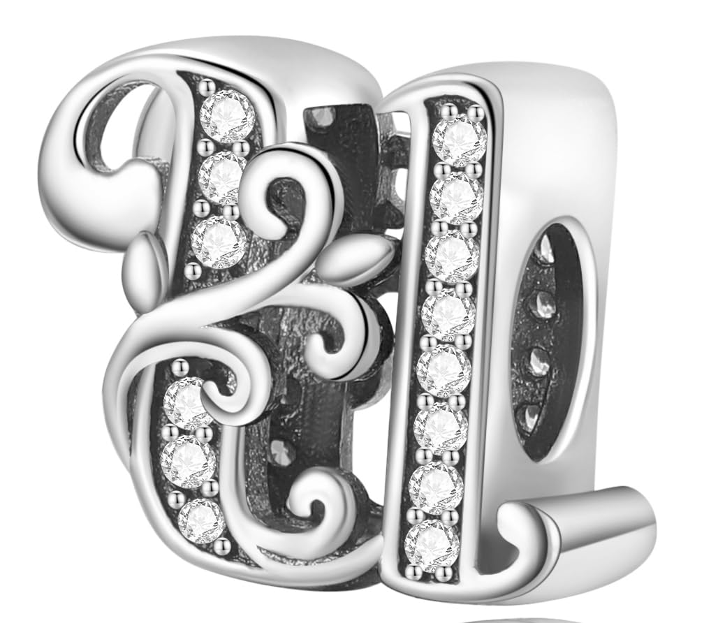 FLUFLO Charm Anhänger Damen Buchstabe A-Z für Armband 925 Sterling Silber Charms Beads passend für Pandora Armband und Halskette, Kompatibel mit Europäischen Armbänder für Frauen Mädchen X240