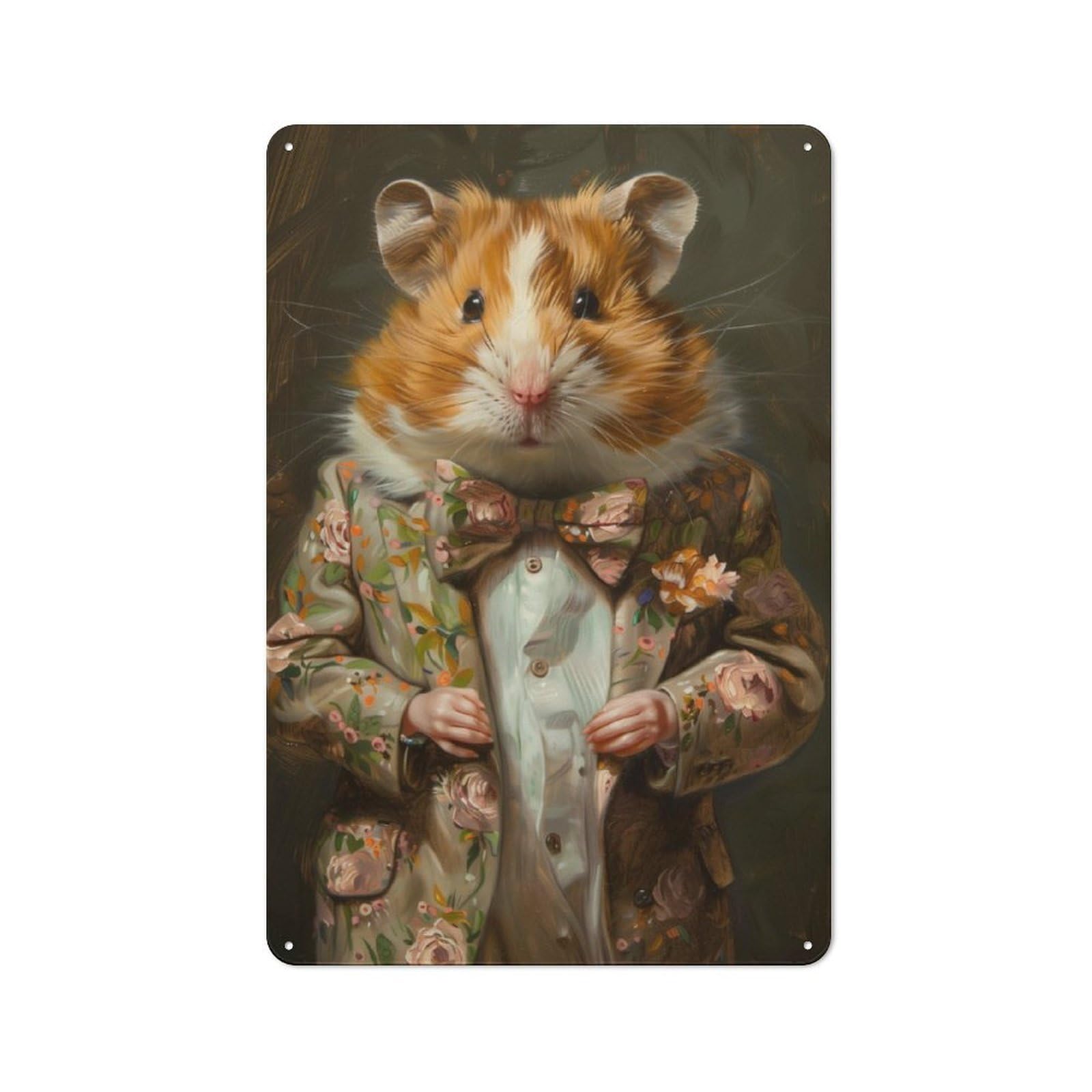 Junmoney Elegant Suit Cute Hamster Printed Metal Sign 30X20cm For Kitchen Or Home Bar, Housewarming Present For People Styling Kitchen And Home Bar