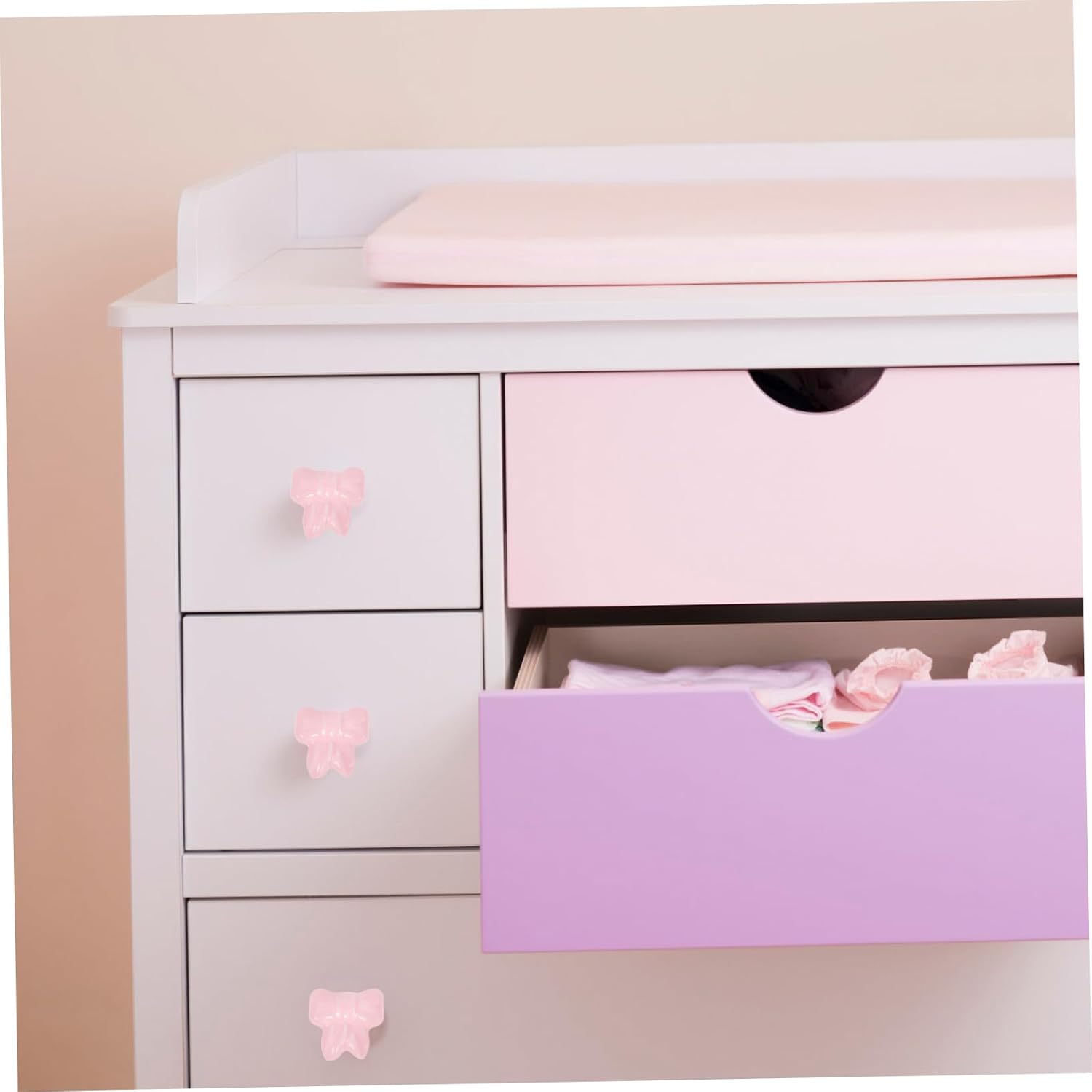 Levemolo 2pcs Decorative Bowknot Knobs Ceramic Dresser Knobs for Wardrobe Door Handles Elegant Furniture Hardware Easy Install for Closet and Nursery
