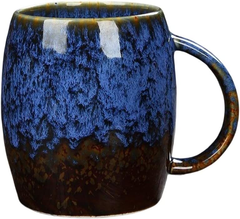 YlobdolY 500ml Large Ceramic Coffee Mug with Handle, Vintage Latte Tea Cup, Coffee Cups for Office and Home, Unique Gift for Men Women, Blue