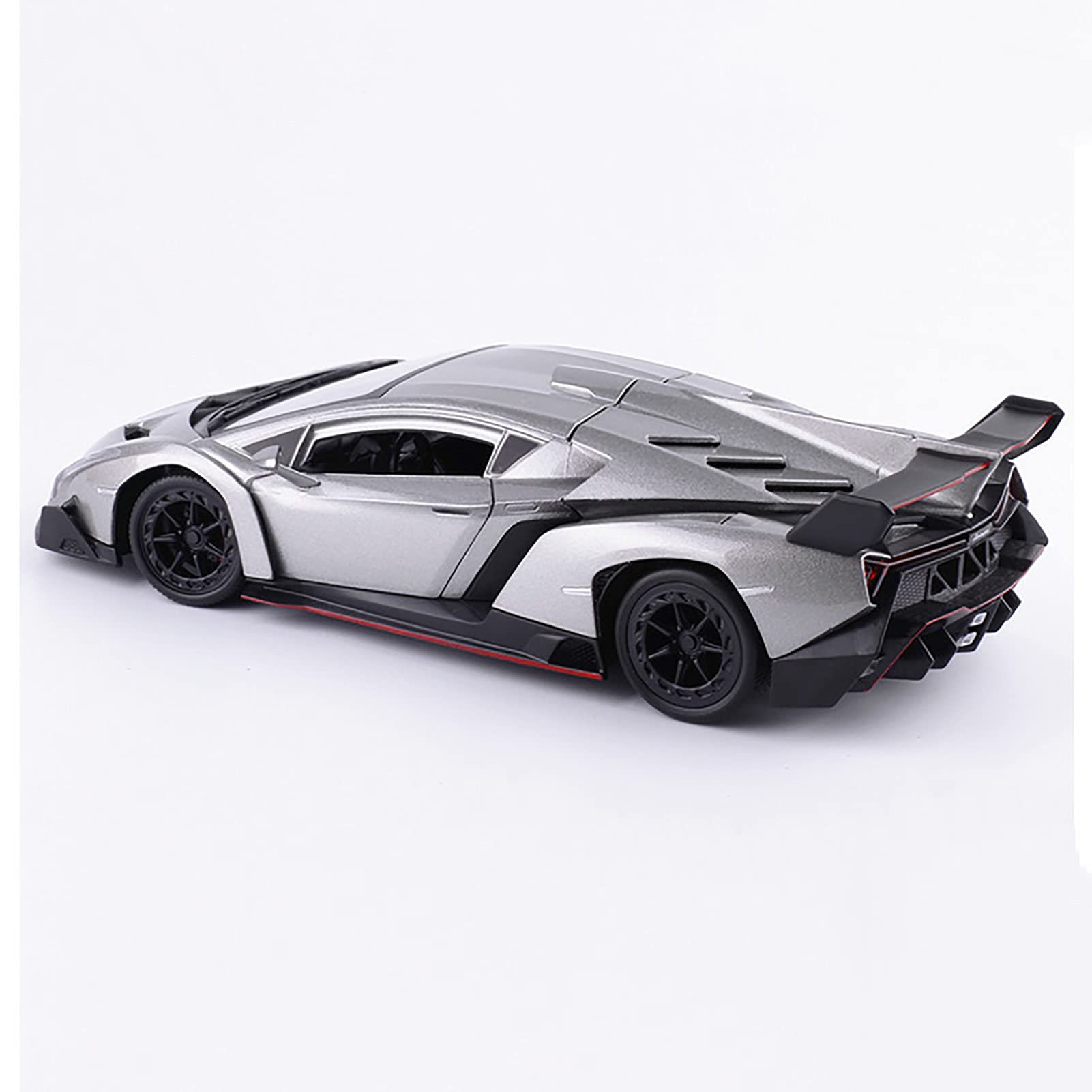 WangXLDD Modello di Auto da Corsa Super, Compatibile con Lamborghini Veneno Roadster, Lega da Corsa in Scala 1/24 modellino di Auto Giocattolo da Collezione per Ragazzi (Silver)