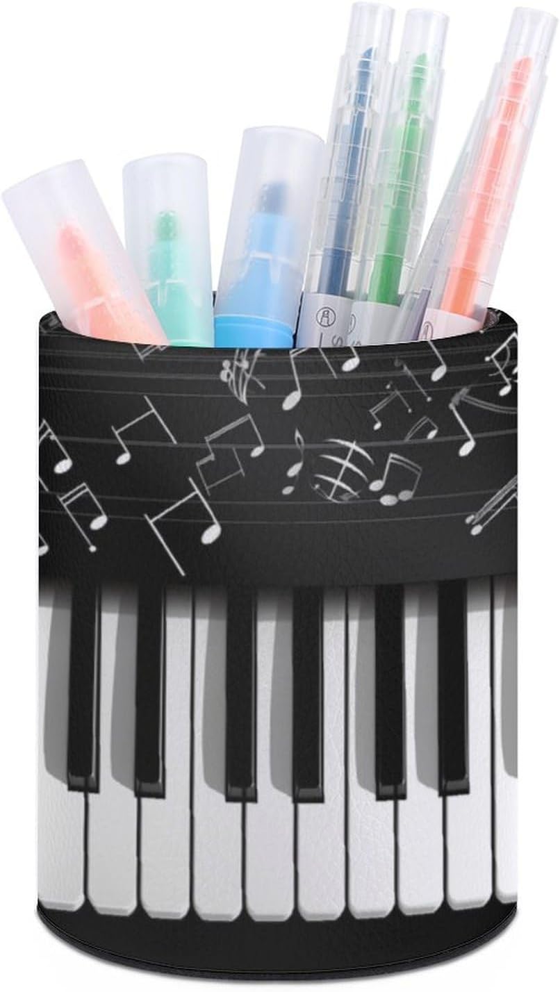 Piano Keys with Musical Notes Pen Holder Pencil Holder Pen Holder for Desk Pen Organizer Pencil Cup Desk Pen Holder Desk Cup Holder Pencil Organizer Pen Holders for Desk Cute Women