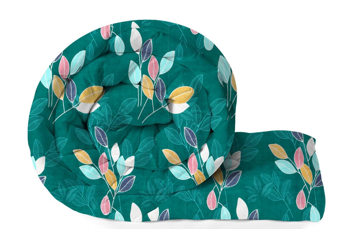 VAS COLLECTIONS 220 GSM Reversible Microfiber AC Comforter/Duvets for Mild Winter | All Season King Size 3 Layered Quilted Blanket for Double Bed (220 cm x 240 cm, Floral, Green)-image-32