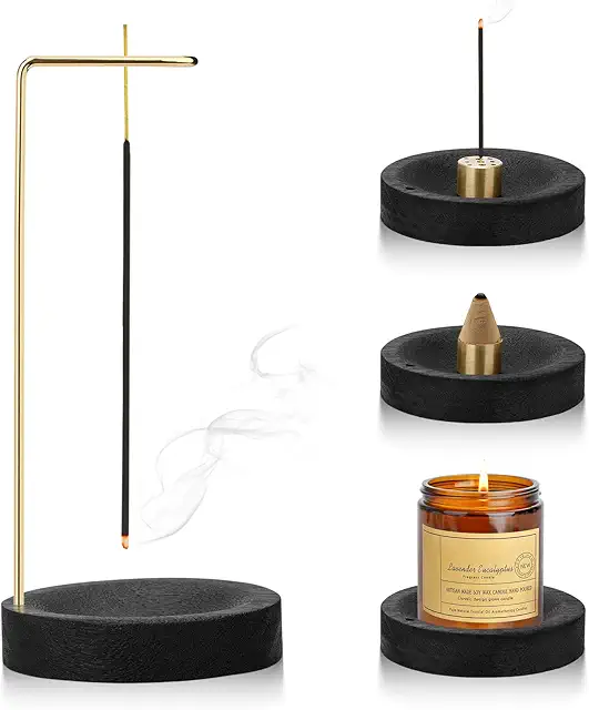 Handmade Wooden 2-in-1 Incense Stick Holder with Cone Coil - 9 Hole Design for Home & Meditation