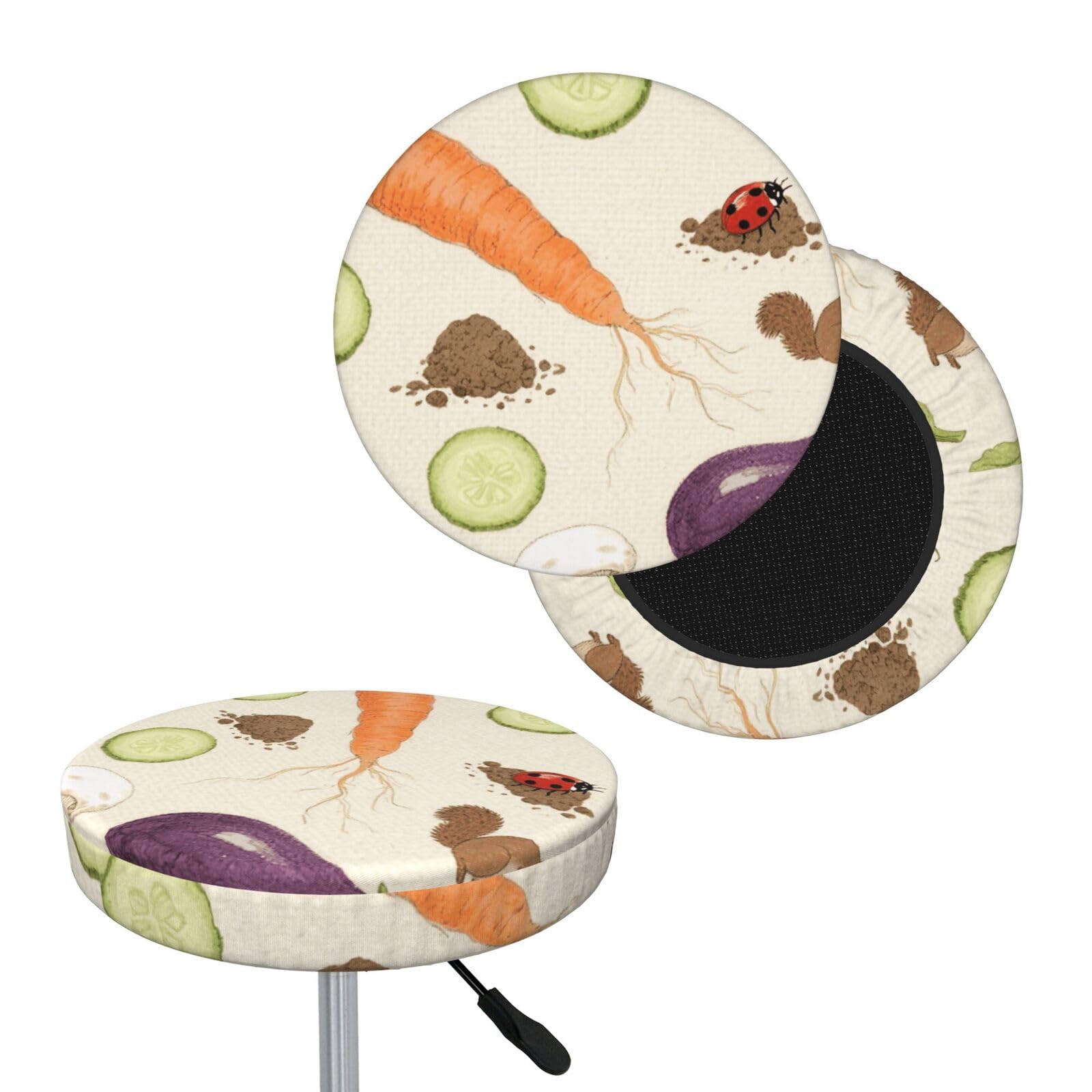 FekiLoot Vegetable Platter Round Bar Stool Covers Stretch Washable Bar Stool Covers Dustproof Slipcover Bar Chair Covers with Elastic Band for Bar Kitchen Living Room Decor 14 Inch