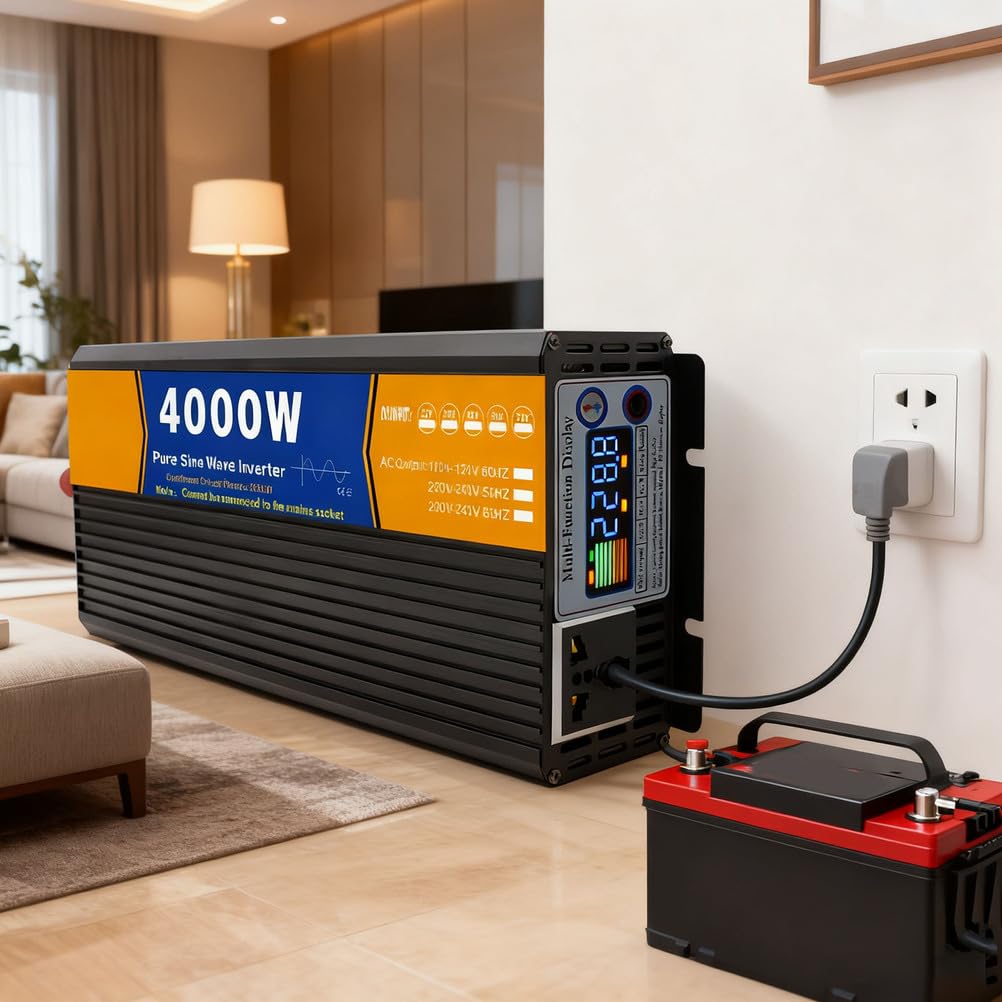 60v to 110v50hz,4000W Czysta Falownik Sinusoidalny 12V 24V 48V 60V 72V DC na 110V AC, Falownik Mocy do Ciężarówki, Domu, Kampera, Off-Grid Falownik Solarny, 50HZ/60HZ
