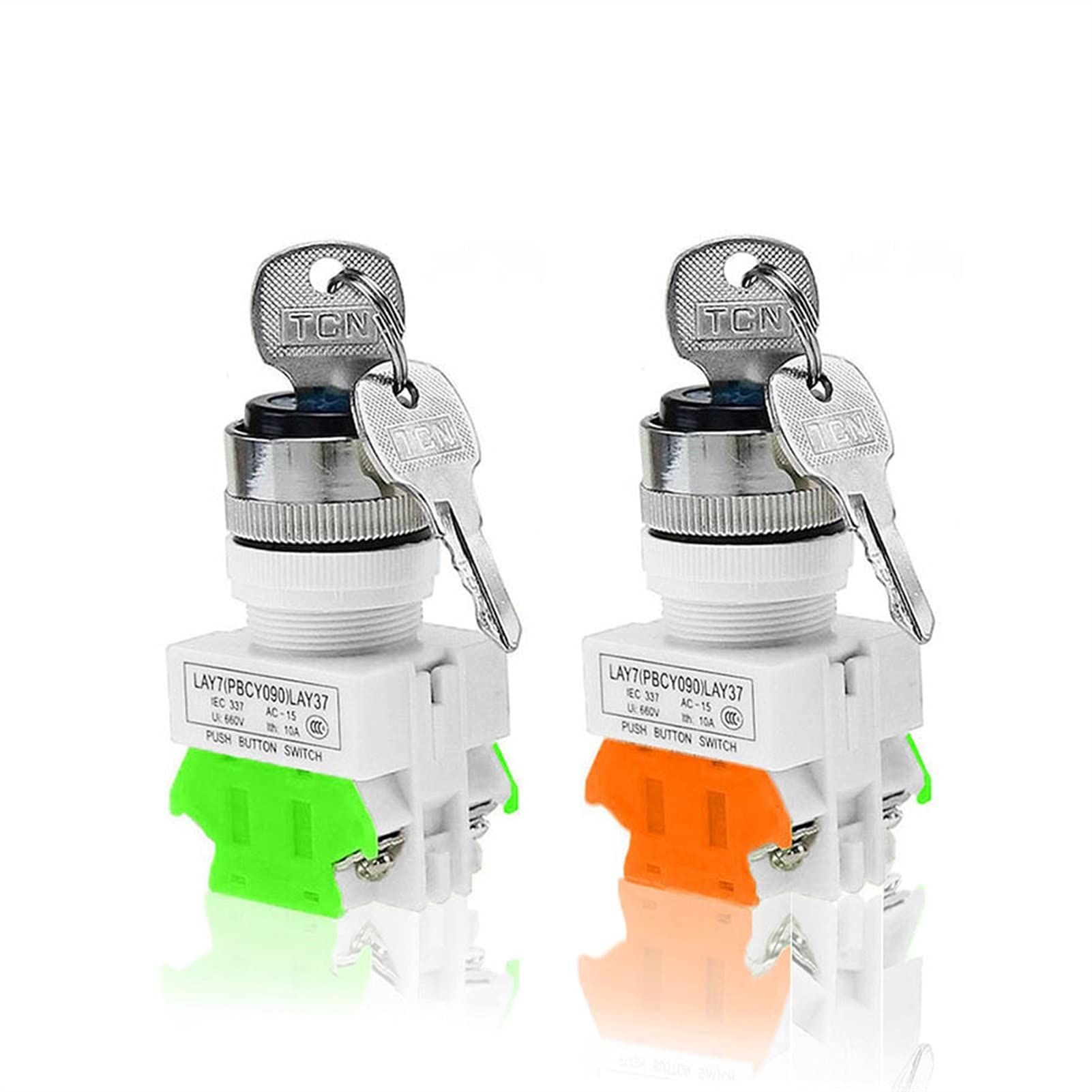 RORFFK LAY37 22mm Rotary Switch 2/3 Position Knob Rotary Key Lock 1NO/1NC and 2NO Rotary Switch DPST Locking Switch 660V Ui 10A Ith(1NO 1NC,3 Position)