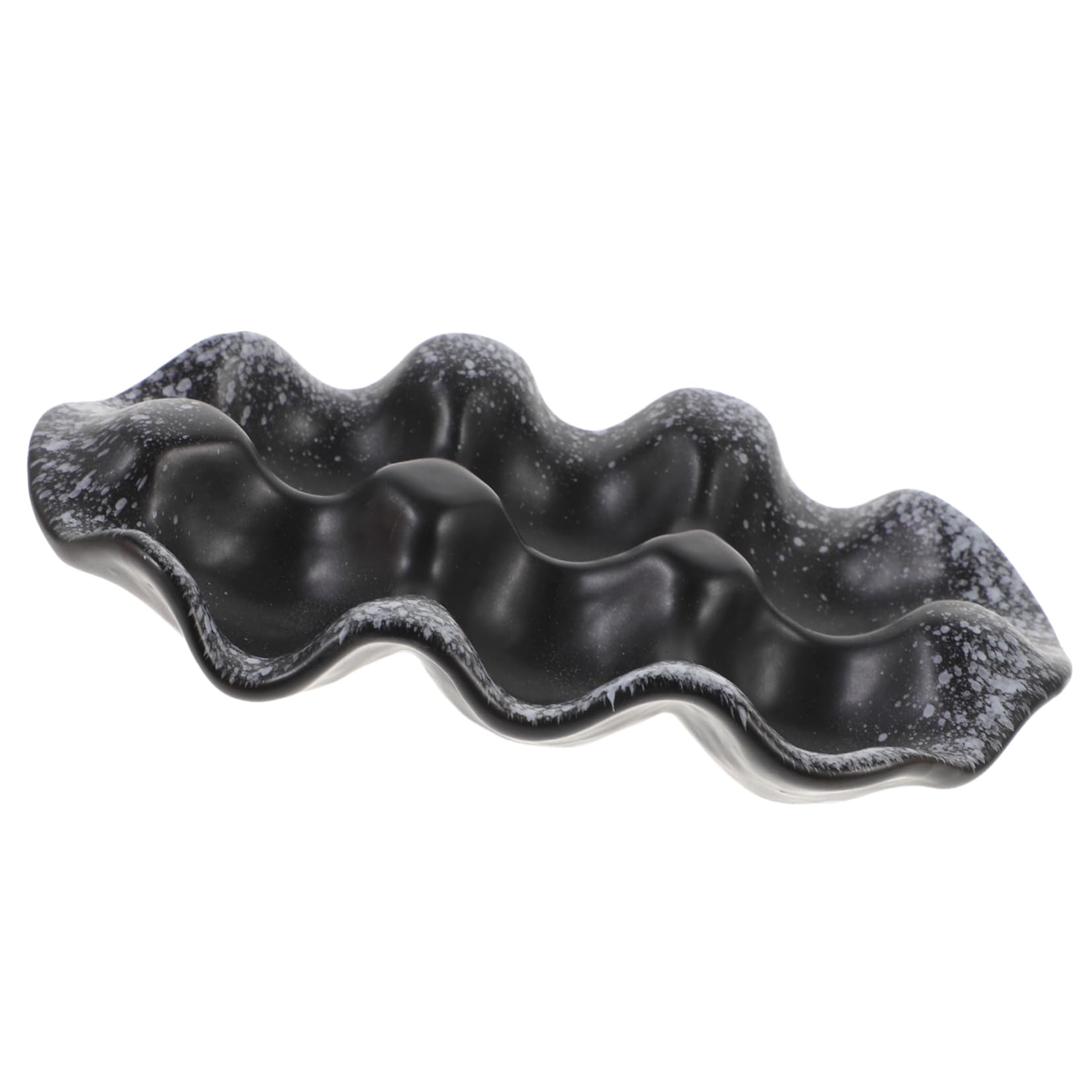 AUTSUPPL Egg Tray Egg Serveware Egg Storage Tray Egg Organizer Porcelain Egg Holder Egg Packing Holder Fridge Egg Keeper Egg Fixing Holder Egg Holder Countertop Egg Platter Black Ceramics