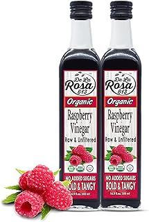 De La Rosa Raspberry Vinegar Organic, Raw & Unfiltered Pure Vinegar, Vegan, Gluten Free & Kosher, Raspberry Vinaigrette Salad Dressing & Marinades, Raspberry Vinaigrette 16.9 Oz (Pack of 2)