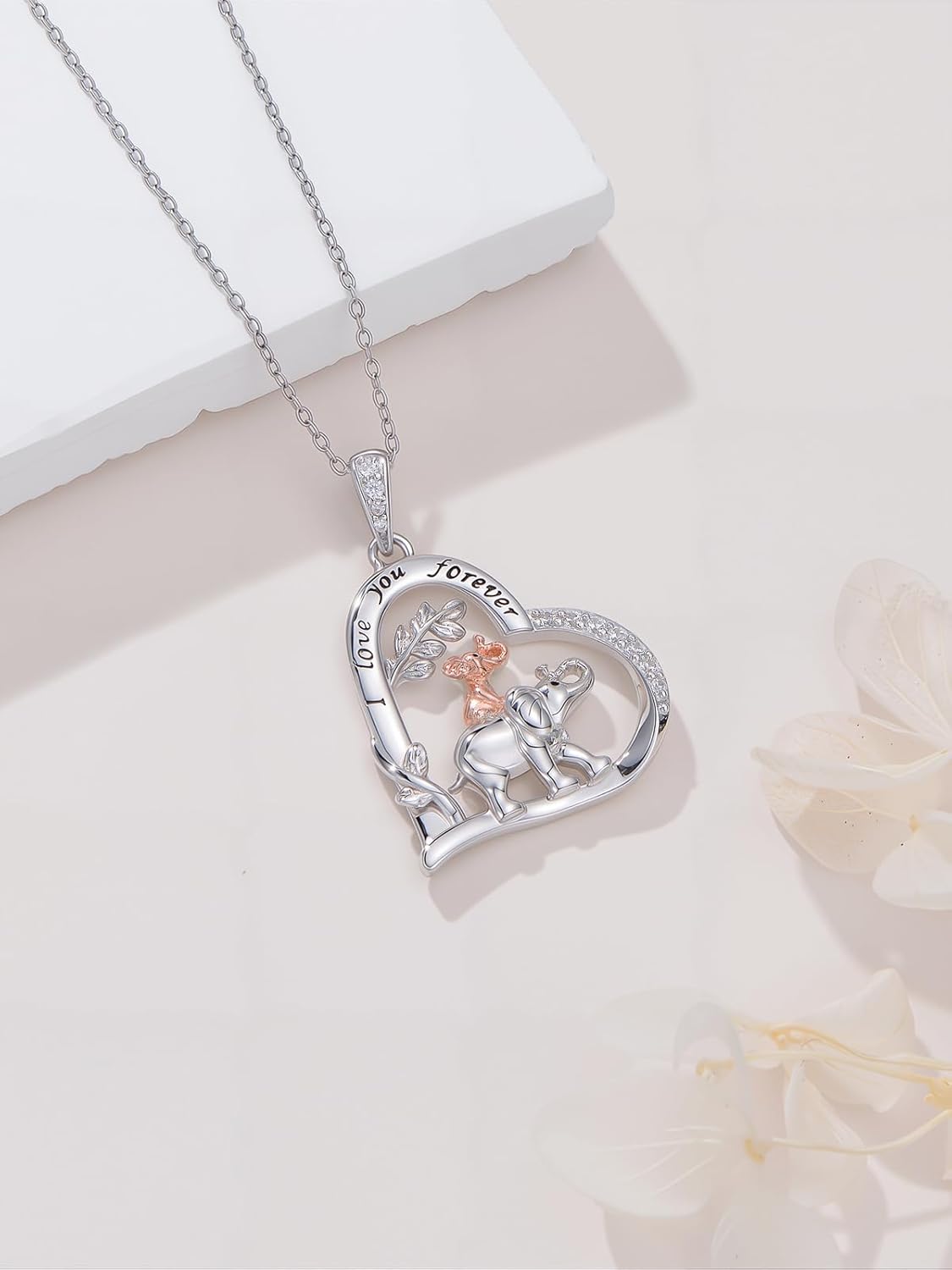 Animal Mother with cubs Pendant Necklace, 925 Sterling Silver I Love You Forever Mother Daughter Necklace, Birthday Christmas Mother's Day Animal Jewelry Gifts - Image 3
