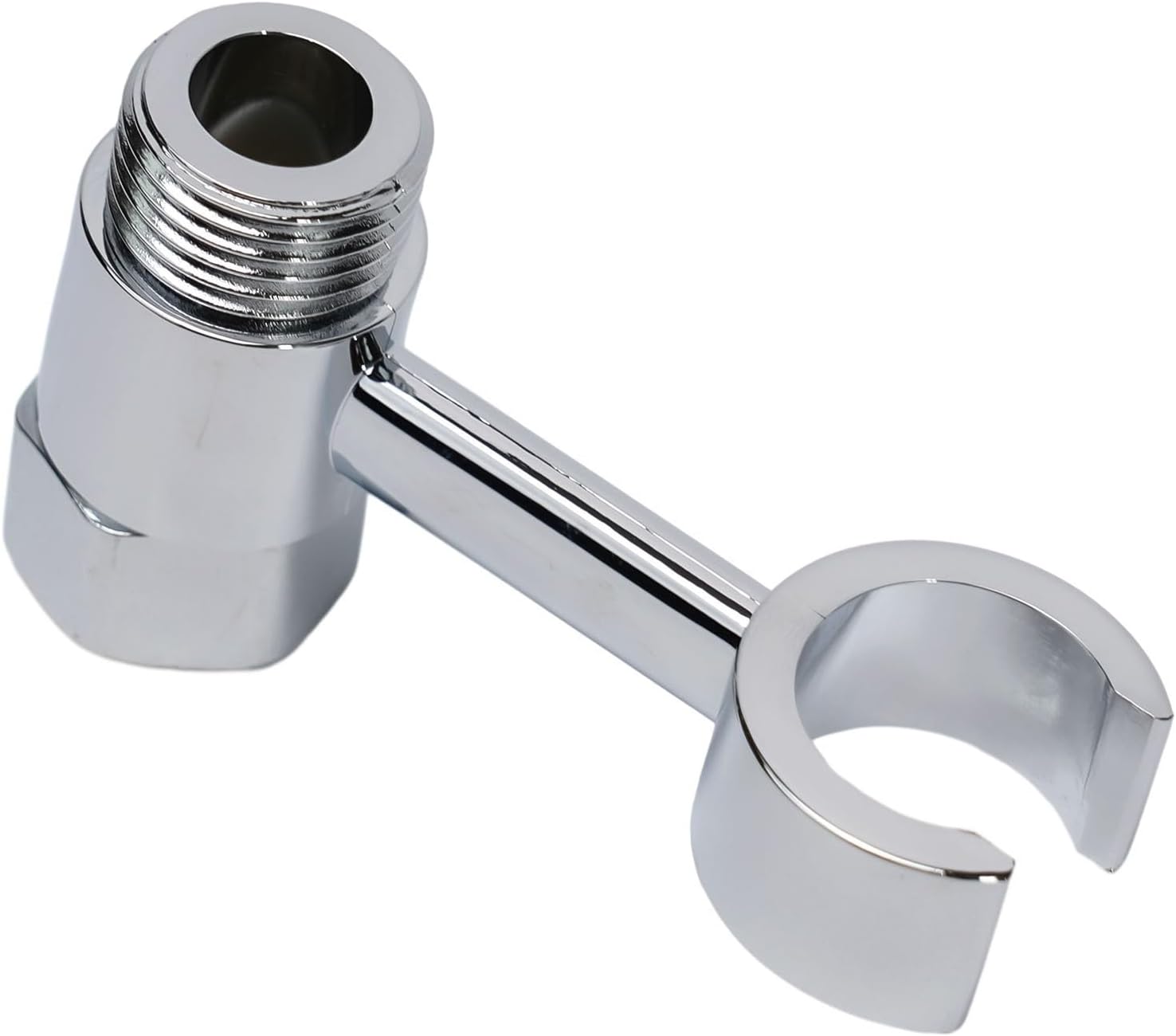 360 Degree Rotatable Shower Head Holder - No Drill Wall Mount Bracket for Handheld Showerhead - Chrome Finish Bathroom Accessory with 1/2 Inch Thread