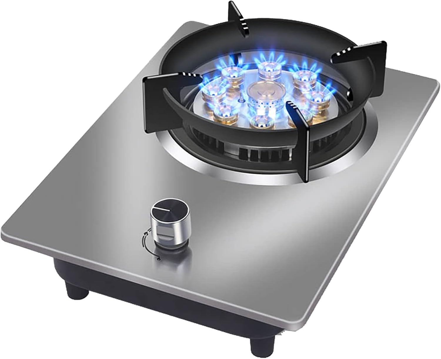 Gas cooktop Desktop Burner Cooker gas hob 7.2KW Hob ， 1 Zones Built-in Stove NG/LPG Kitchen Wok Cooking Stove，with FFD And Cast Iron Pan Supports For Home Kit(E,LPG)