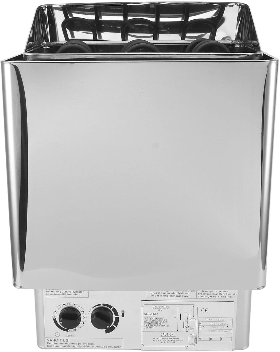 4.5KW Sauna Stove Stainless Steel Sauna Stove Internal Control Temperature Adjustable Sauna Heater 110V