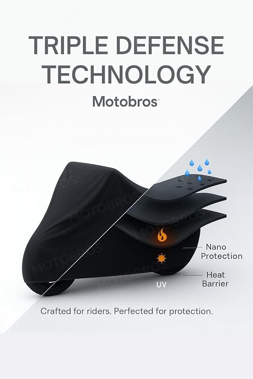 Motobros Motosiklet Branda CF Moto 250 NK ile Uyumlu, Siyah, Su Geçirmez, Dayanıklı Kumaş