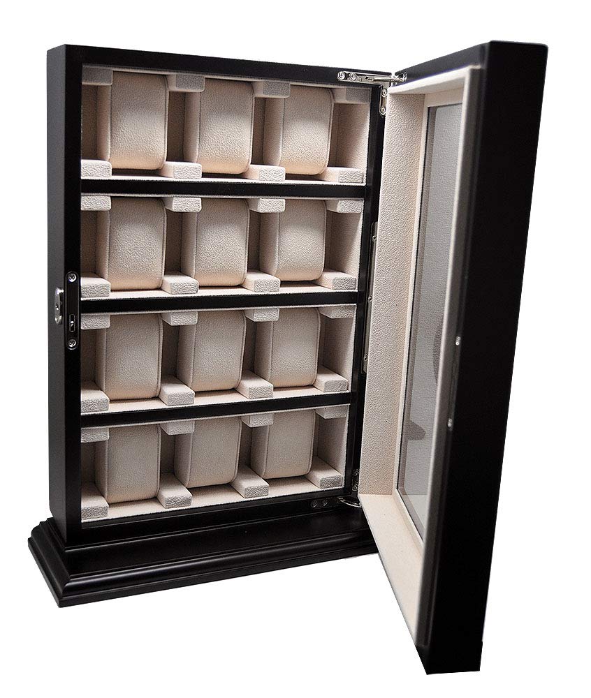 Uhrenvitrine Wand - Tischvitrine für 12 Uhren schwarz